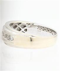 14K 8.9g Solid White Gold Diamond Channel Beaded Wedding Band Men Ring Size-10.5